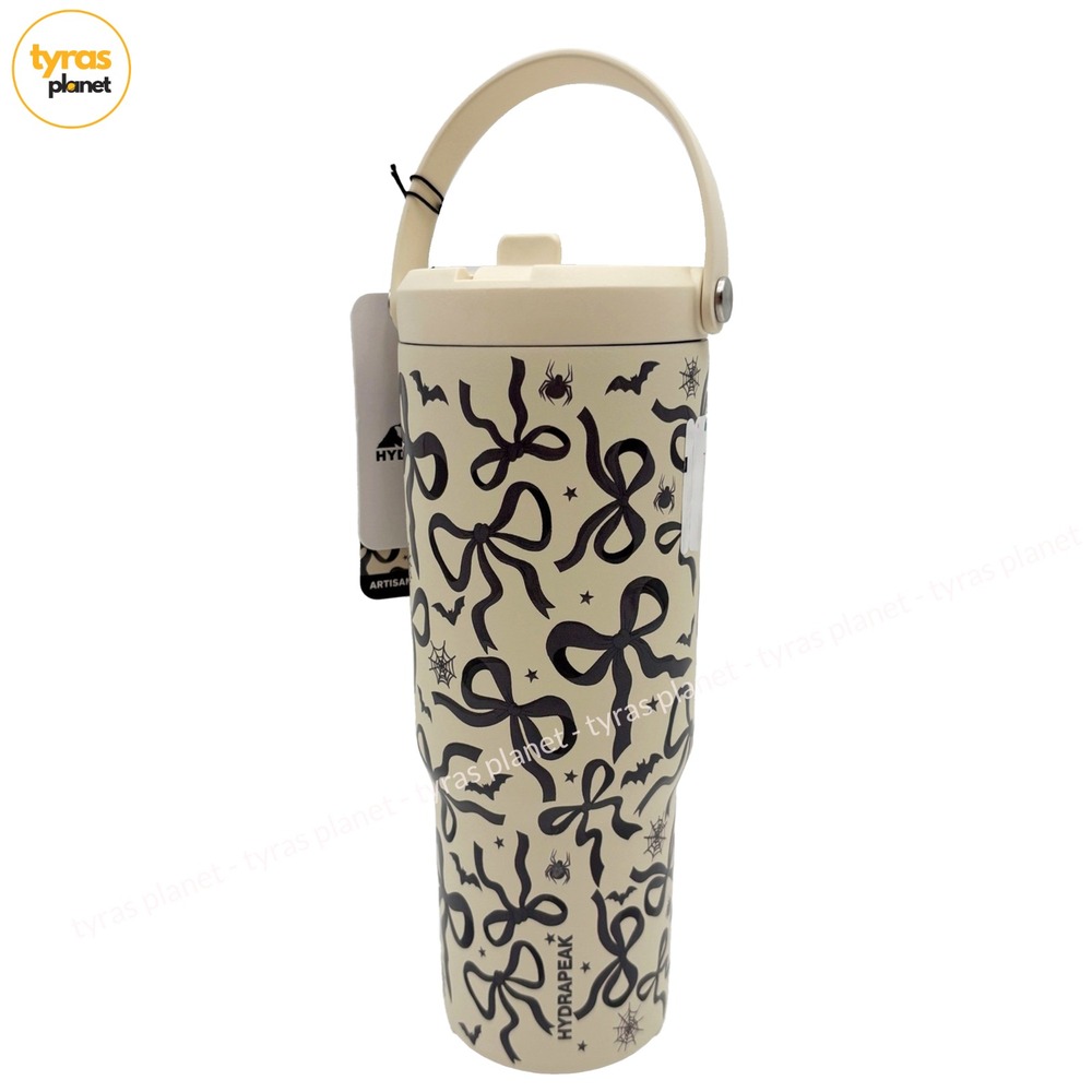 Hydrapeak 32 oz Tumbler Handle Halloween Cream Bows Bats Spiders HP-Nomad-32-HLW